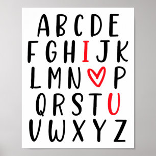 Poster Abc Alphabet I Love You English Enseignant Valenti