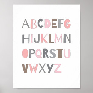 Poster ABC Colorful Alphabet Nursery Art Decor Girl