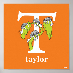 Poster ABC du Dr Seuss : Lettre T - Blanc Ajouter Votre