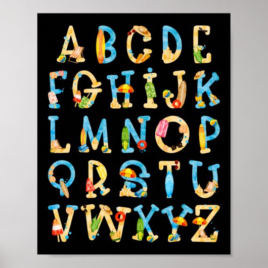 Poster Abc Kindergarten Enseignant Plage D'Été Fin De L'É (Devant)