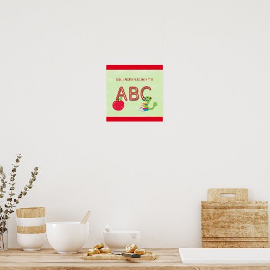 Poster ABC Neon Letters Bookworm Reader Salle de classe (Cuisine)