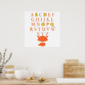 Poster ABC pour enfants avec un mignon Fox (Cuisine)