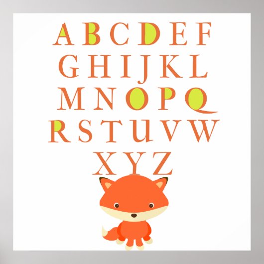 Poster ABC pour enfants avec un mignon Fox (Devant)