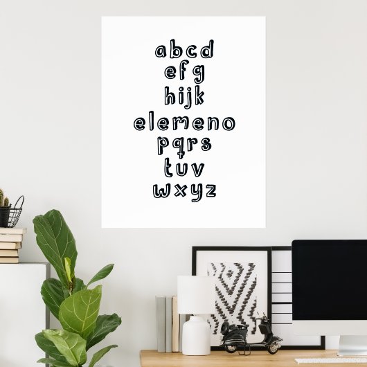 Poster ABCD EFG HIJK ELEMENO PQRS TUV WXYZ : Alphabet Fun (Bureau à domicile)