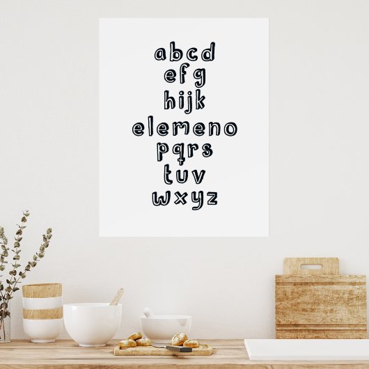 Poster ABCD EFG HIJK ELEMENO PQRS TUV WXYZ : Alphabet Fun (Cuisine)