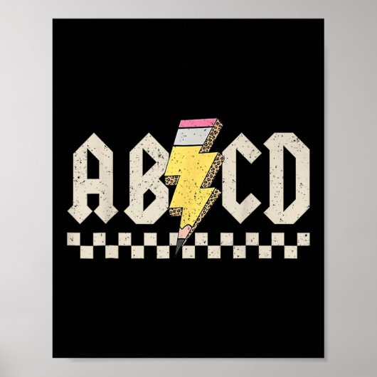 Poster Abcd Pencil Lightning Bolt Back To School Teachers (Devant)