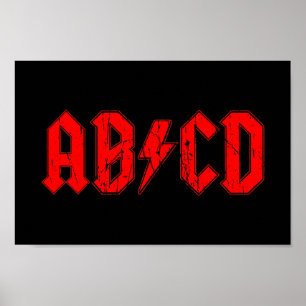 Poster ABCD rock musique drôle symbole faux acdc blague é