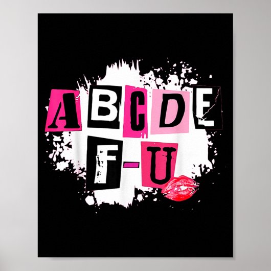Poster Abcdefu Retro Funny Heart Valentine's Day (Devant)