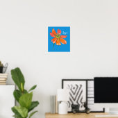 Poster Abee Joyful Orange Daisy Flower Mots positifs (Bureau à domicile)