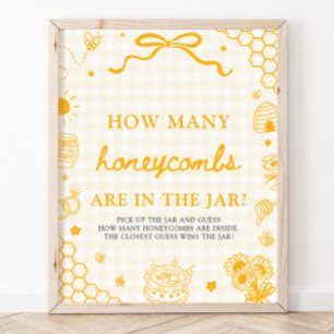 Poster Abeille à carreaux jaunes en nid d'abeille Devinez