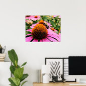 Poster Abeille affairée sur une Echinacea pourpre (Bureau à domicile)