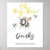 Poster Abeille aquarelle - Boissons (Devant)