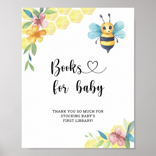 Poster Abeille de l'aquarelle, livres pour bébé (Devant)