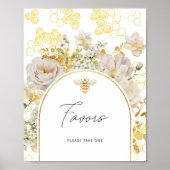 Poster Abeille d'or de prairie florale faveurs (Devant)