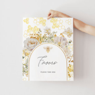 Poster Abeille d'or de prairie florale faveurs