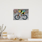 Poster Abeille en vélo en course (Cuisine)