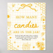 Poster Abeille en Vichy Jaune Devinez Combien de Bonbons (Devant)
