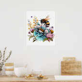 Poster Abeille et fleurs (Cuisine)
