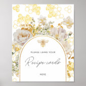 Poster Abeille fleur sauvage laissez votre carte de recet (Devant)