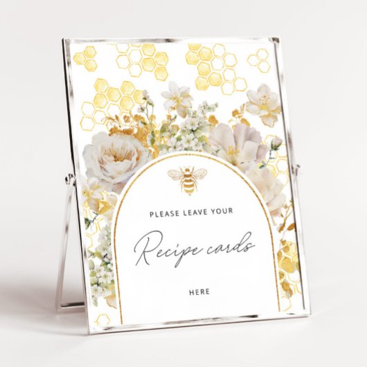 Poster Abeille fleur sauvage laissez votre carte de recet