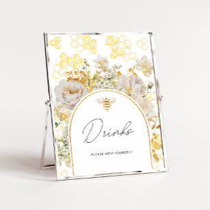 Poster Abeille fleurie d'or Boissons vous aider