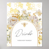 Poster Abeille fleurie d'or Boissons vous aider (Devant)