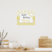 Poster Abeille Géométrique Jaune et Grise (Cuisine)