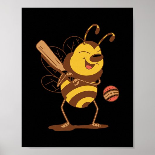 Poster Abeille jouant au cricket (Devant)