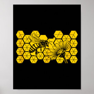 Poster Abeille miel fleur sauvage sauve abeille botanique