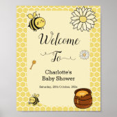 Poster Abeille mignonne avec Baby shower de miel doux Aff (Devant)