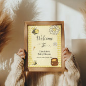 Poster Abeille mignonne avec Baby shower de miel doux Aff
