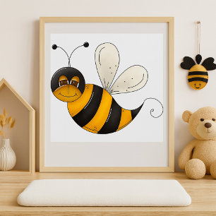 Poster Abeille souriante personnage de bourdon amusant