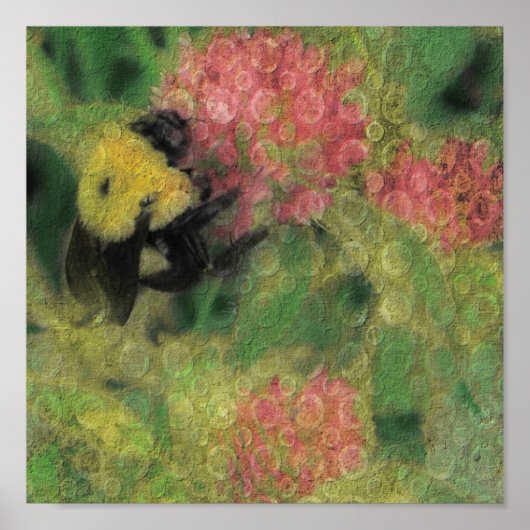 Poster Abeille sur Art numérique de trèfle (Devant)