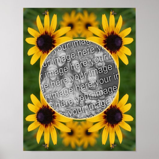 Poster Abeille Sur Black Eyed Susan Flower Ajouter votre (Devant)
