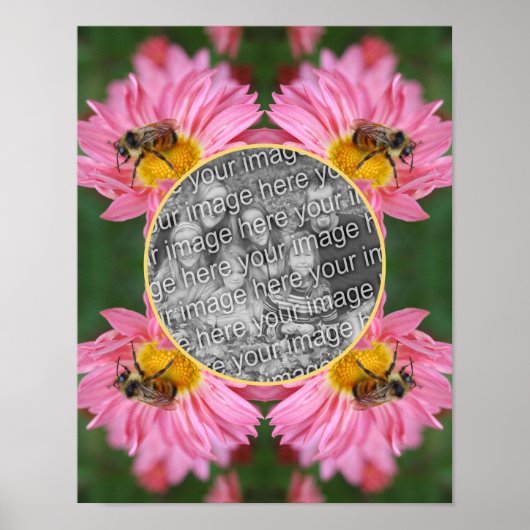 Poster Abeille Sur Le Cadre Fleur Rose Daisy Ajouter Votr (Devant)