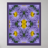 Poster Abeille Sur Les Fleurs D'Aster Violet Nature Abstr (Devant)