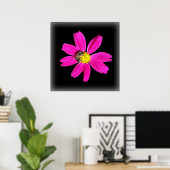 Poster abeille sur une fleur rose (Bureau à domicile)