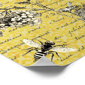 Poster Abeille vintage et fleur (Coin)