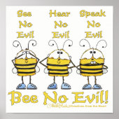 Poster Abeilles "Bee No Evil" (Devant)