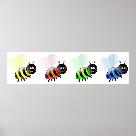 Poster Abeilles colorées (Devant)