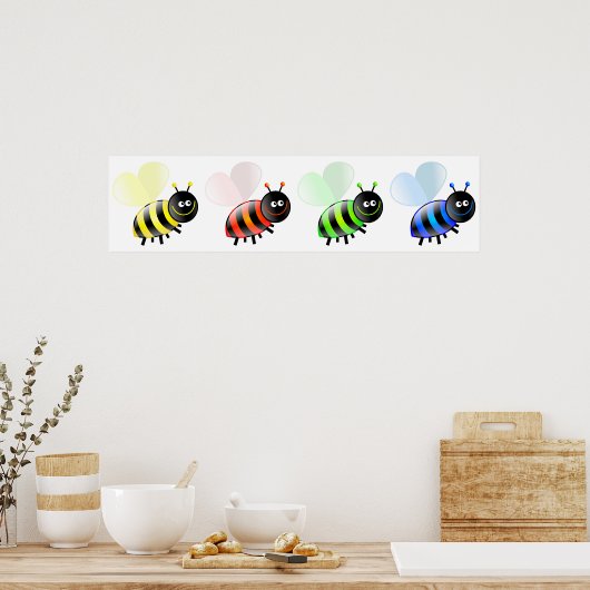 Poster Abeilles colorées (Cuisine)