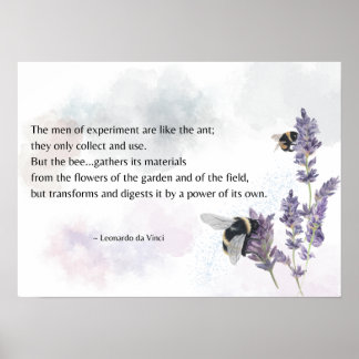 Poster Abeilles en Lavande avec Citation Da Vinci Imprime
