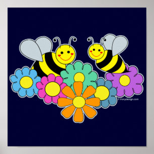 Poster Abeilles et fleurs