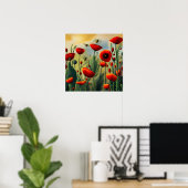 Poster Abeilles Et Poppies Art Imprimer (Bureau à domicile)