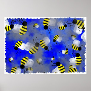 Poster Abeilles grunges