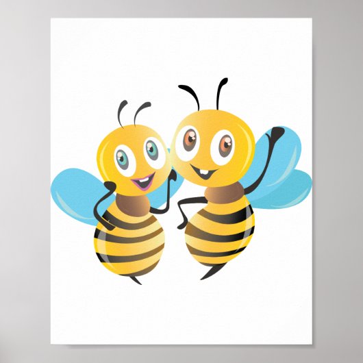 Poster abeilles joyeux joyeux joyeux sourire bumble dessi (Devant)