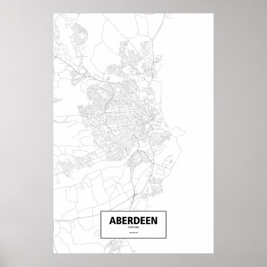 Poster Aberdeen, Écosse (noir sur blanc) (Devant)