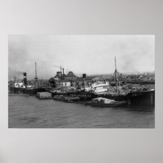 Poster Aberdeen, WA - Vue du front de mer et de la naviga (Devant)