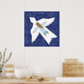 Poster "Abide fille et oiseau volant contre ciel nocturne (Cuisine)