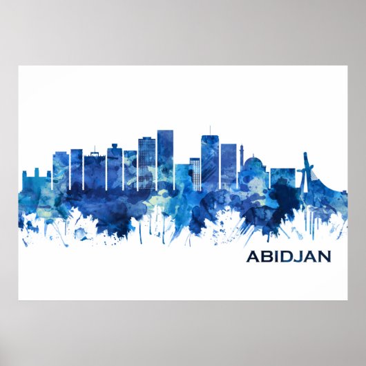 Poster Abidjan Côte d'Ivoire Skyline Blue (Devant)